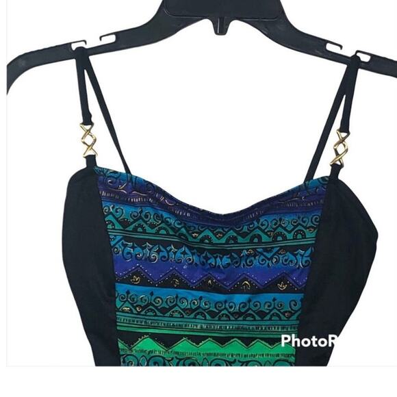 Jantzen Vintage 80s/90s Black One-Piece Swimsuit NWT Size M Retro - Picture 3 of 16